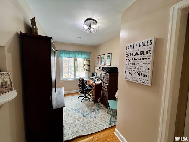 office area featuring light hardwood / wood-style floors