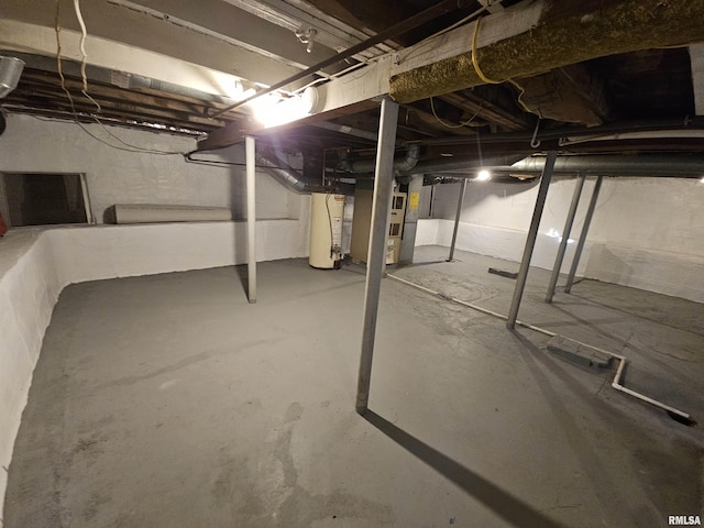 basement with gas water heater