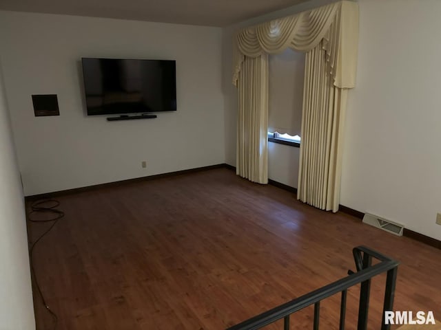 unfurnished living room featuring dark hardwood / wood-style flooring