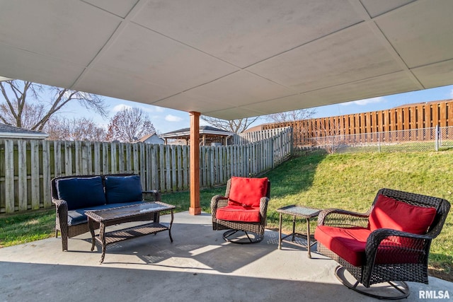 view of patio featuring an outdoor hangout area