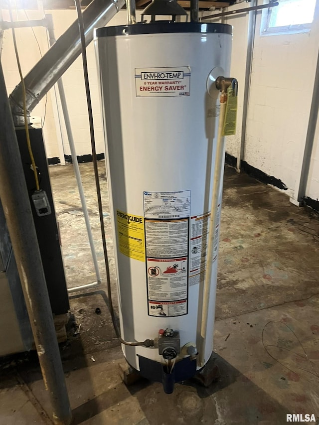 utility room with water heater