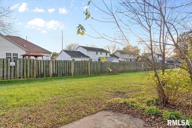 view of yard with a gazebo