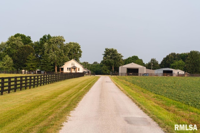 view of street featuring a rural view