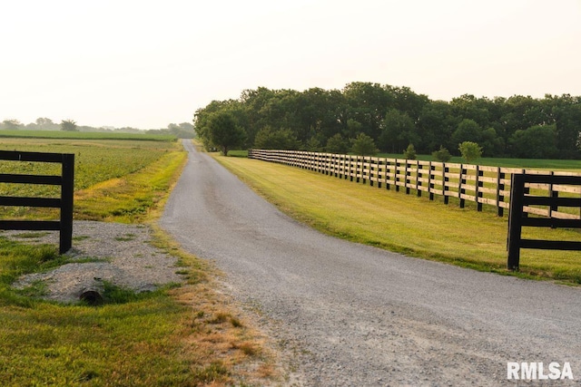 view of road featuring a rural view