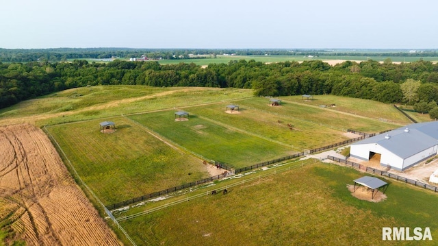 aerial view with a rural view