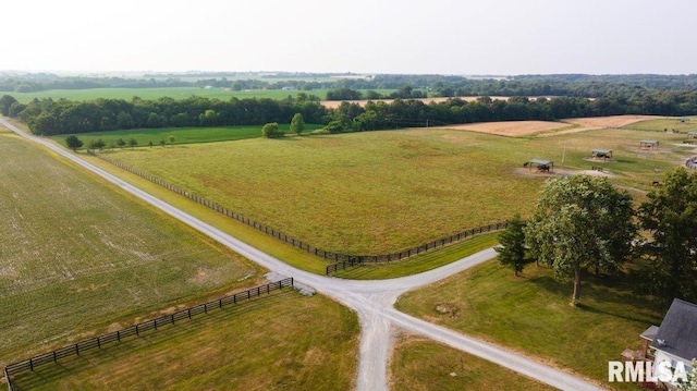 aerial view with a rural view