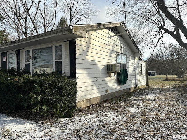 view of snow covered exterior