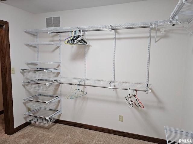 spacious closet with carpet flooring