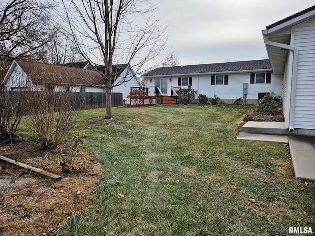 view of yard with a deck