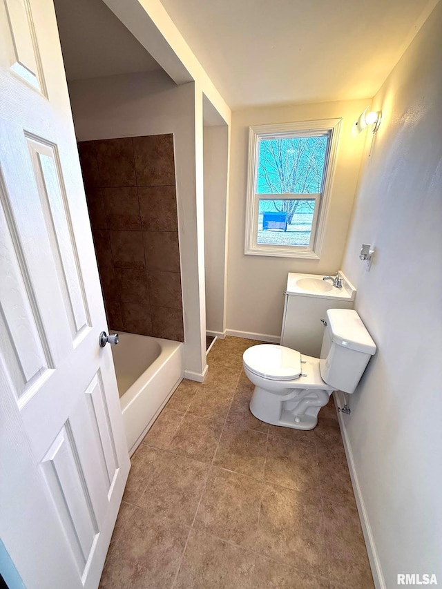 full bathroom featuring tile patterned flooring, vanity, toilet, and shower with separate bathtub