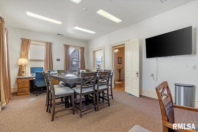 view of carpeted dining room