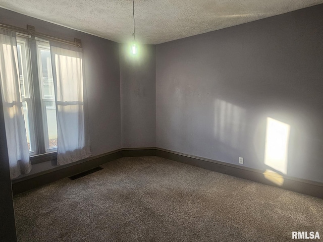 spare room with carpet floors and a textured ceiling