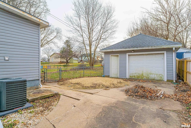 garage featuring central AC unit