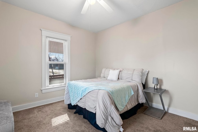 bedroom with carpet floors and ceiling fan