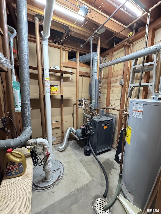 utility room featuring water heater