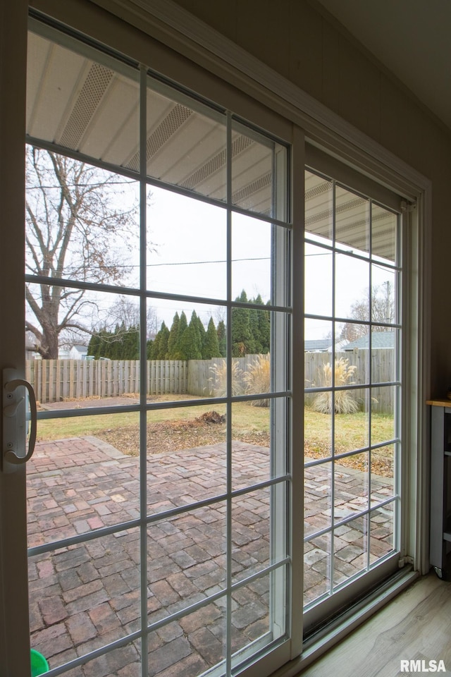 doorway featuring hardwood / wood-style flooring