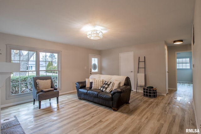 living room with light wood-type flooring