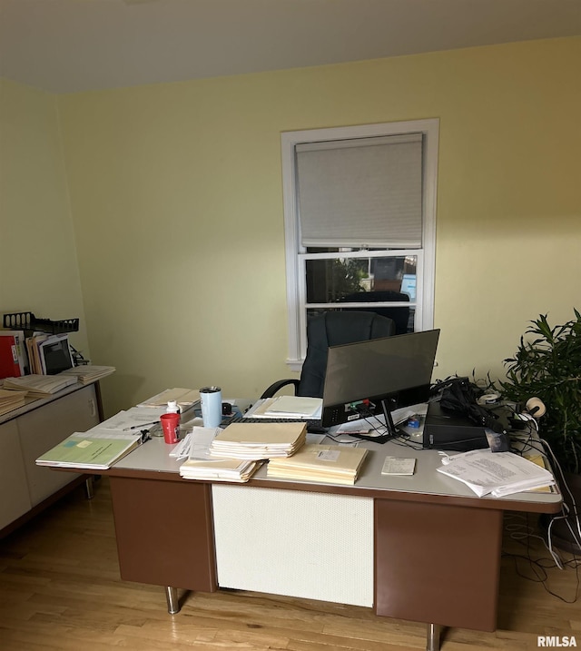 home office featuring light hardwood / wood-style flooring