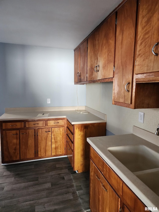 kitchen featuring dark hardwood / wood-style floors and sink