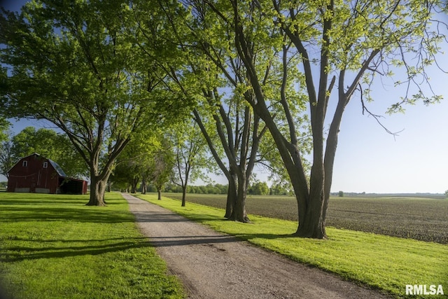 view of home's community featuring a rural view and an outdoor structure