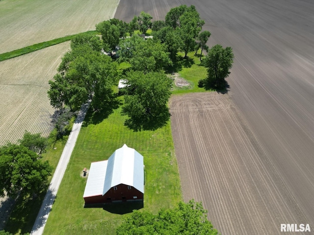 birds eye view of property featuring a rural view