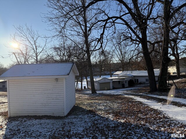 view of snow covered patio