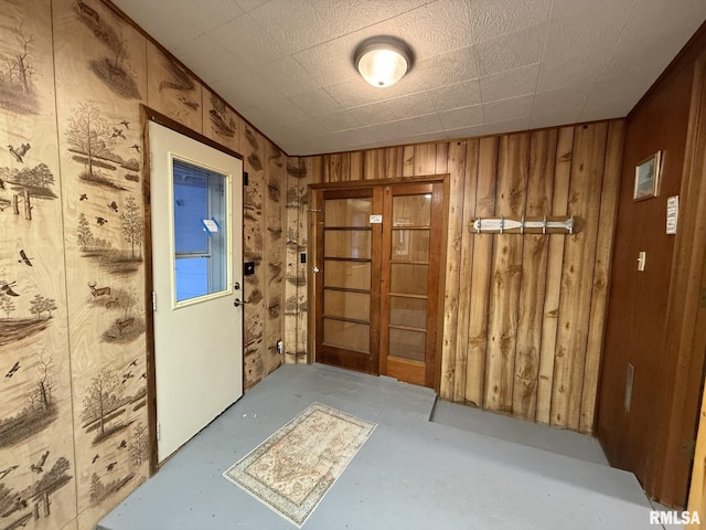 interior space with wooden walls