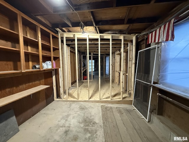 view of unfinished basement