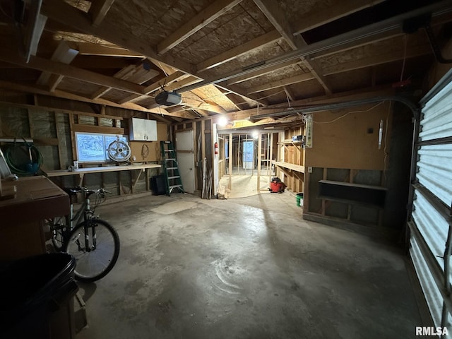 garage with a garage door opener