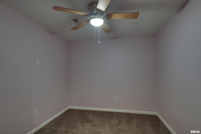 empty room with carpet floors and ceiling fan