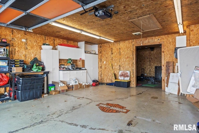 garage with a garage door opener