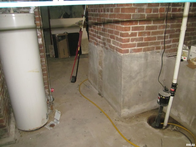 basement with gas water heater