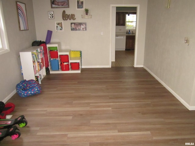 game room featuring hardwood / wood-style floors