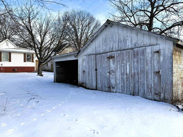 exterior space with a garage