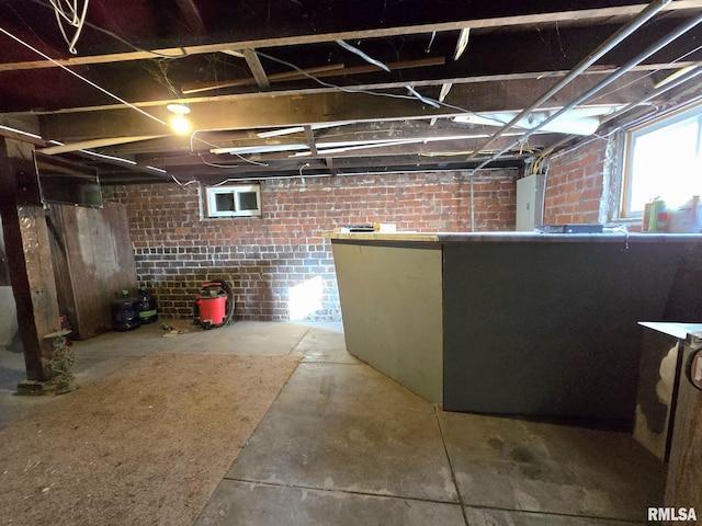 basement with electric panel