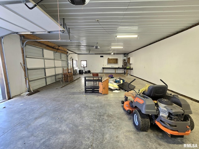 garage with a garage door opener