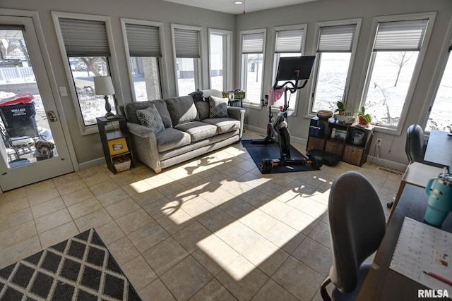 interior space featuring light tile patterned floors