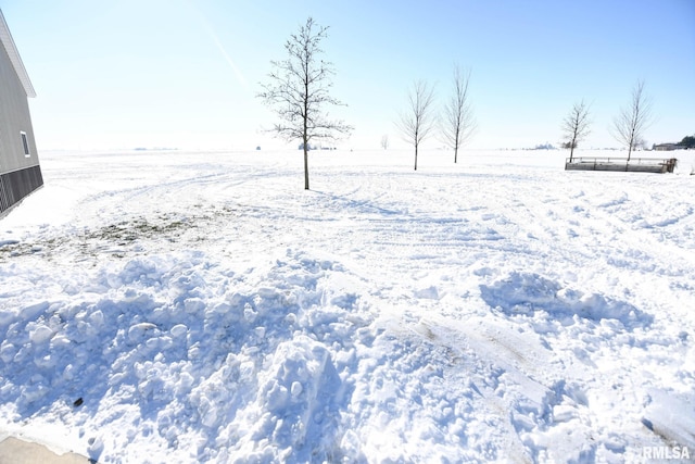 view of yard layered in snow