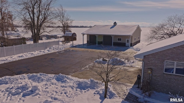 view of snow covered pool