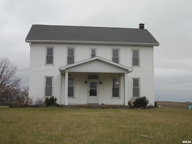 view of front of home featuring a porch and a front yard