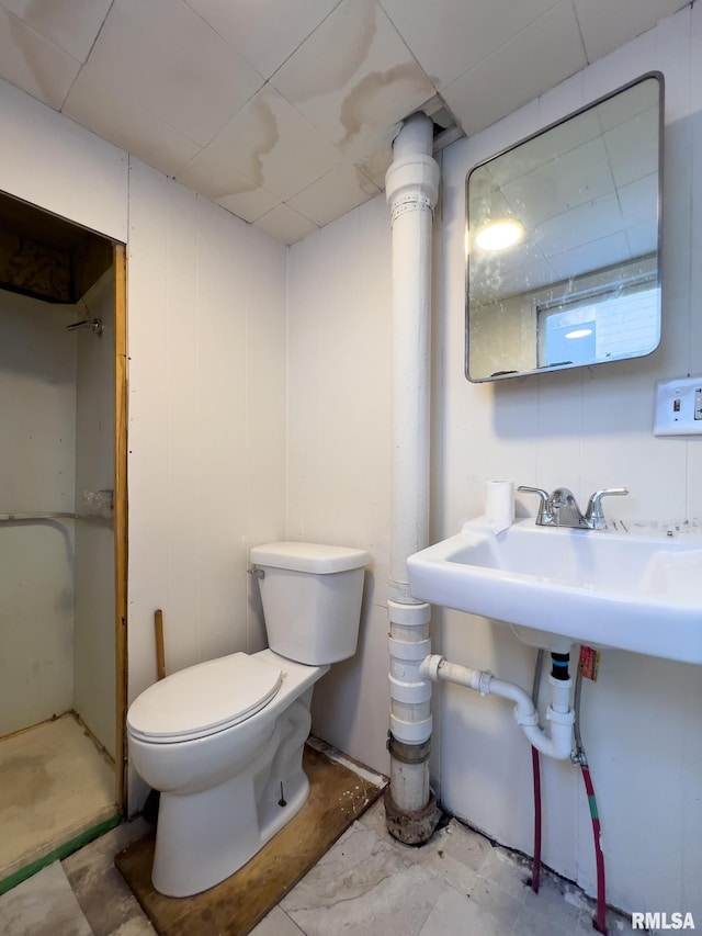 bathroom featuring a shower stall and toilet