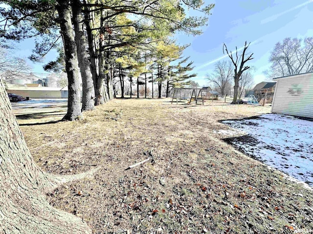 view of yard with a playground