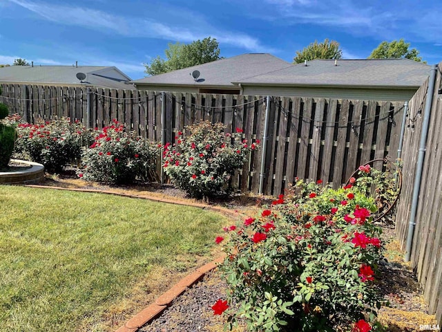 view of yard featuring a fenced backyard