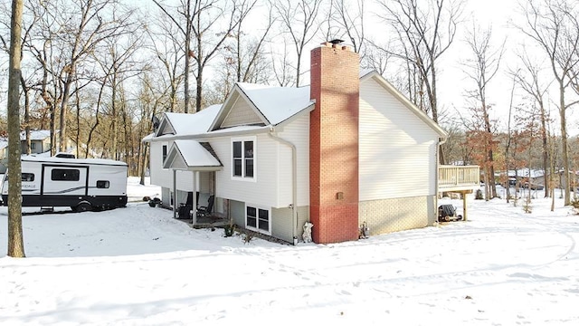 view of snow covered exterior