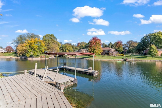 dock area featuring a water view