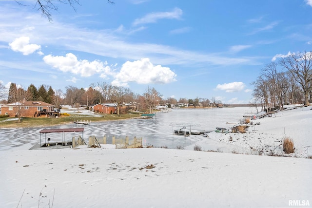 view of yard covered in snow