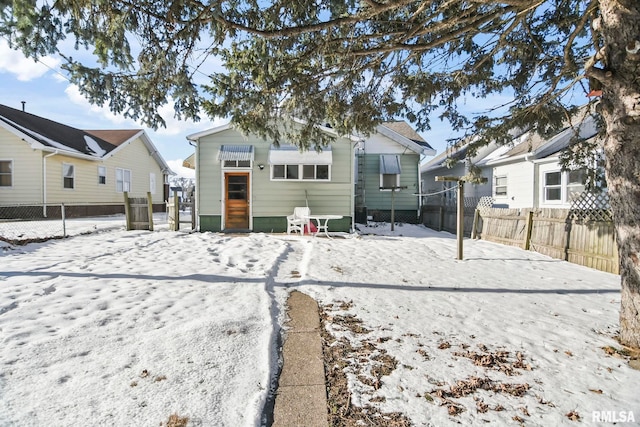 view of snow covered property