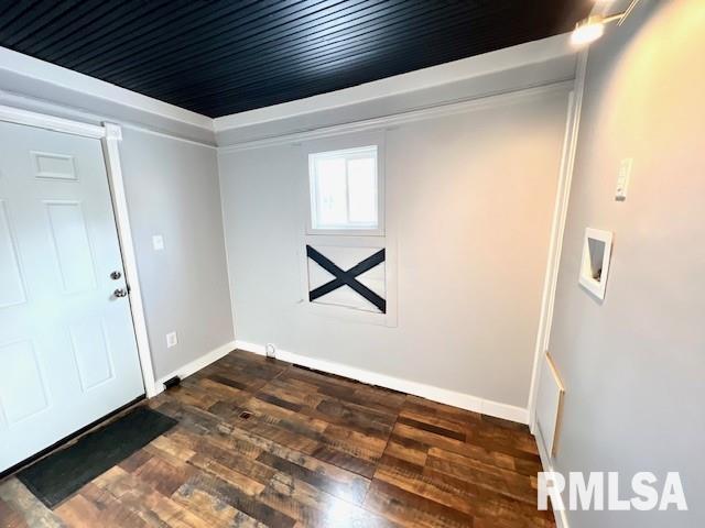 interior space with dark wood-type flooring