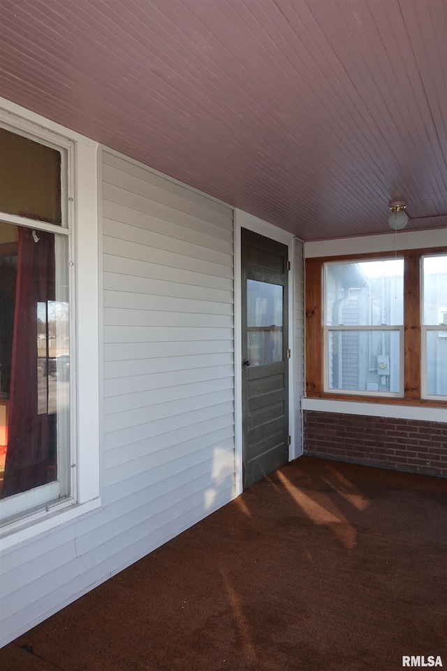 view of unfurnished sunroom