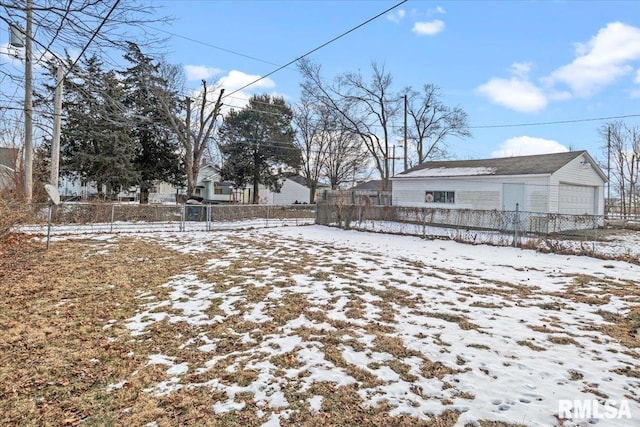 view of yard covered in snow